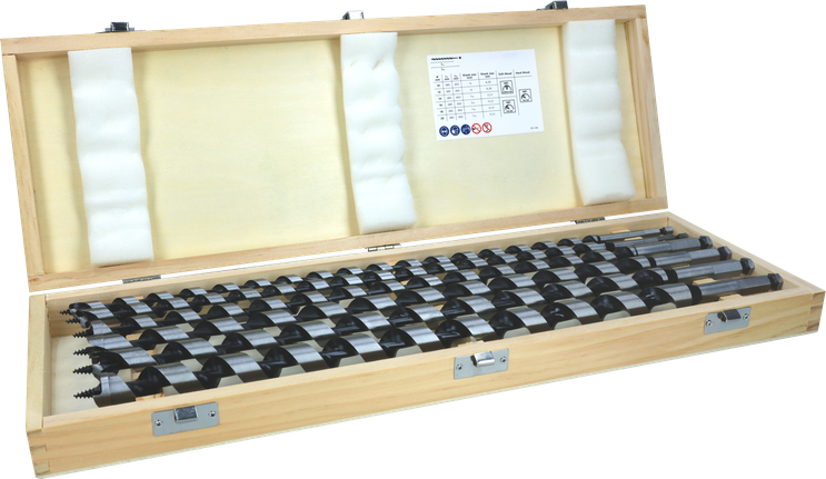 Juego de brocas para madera Bosch PRO L450, 6 piezas en estuche de madera.